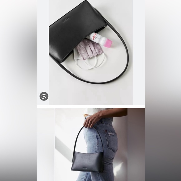 ASOS Leather 90s shoulder Bag Handbag Purse Rectangle Chocolate Brown Gold NWT - Picture 15 of 16